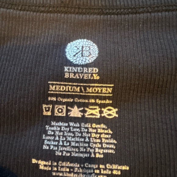 Kindred Bravely Black Organic Cotton Top size medium - Picture 2 of 3